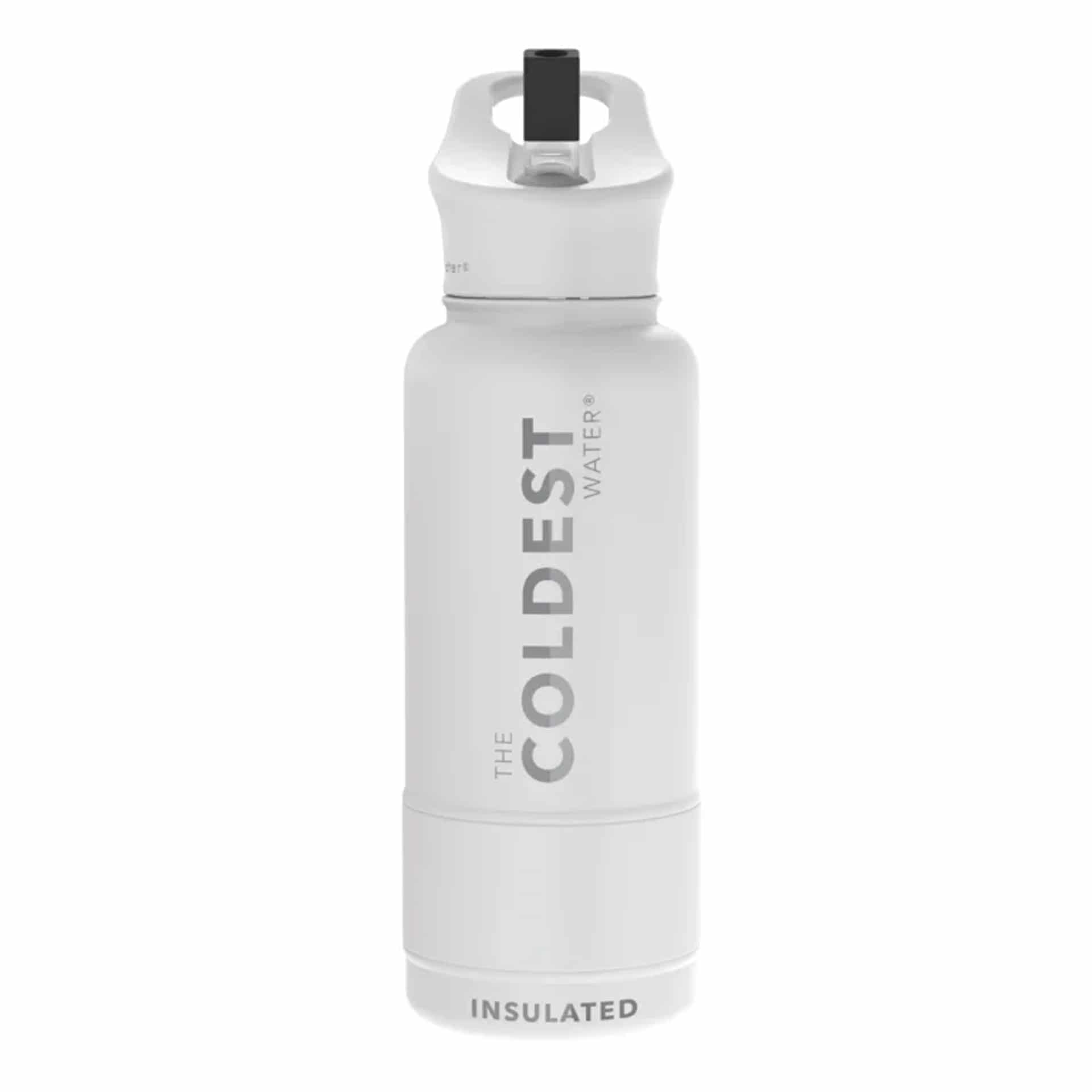 The Coldest 32 Oz Sports Thermal Bottle - Flip Top Straw Lid (Epic White)