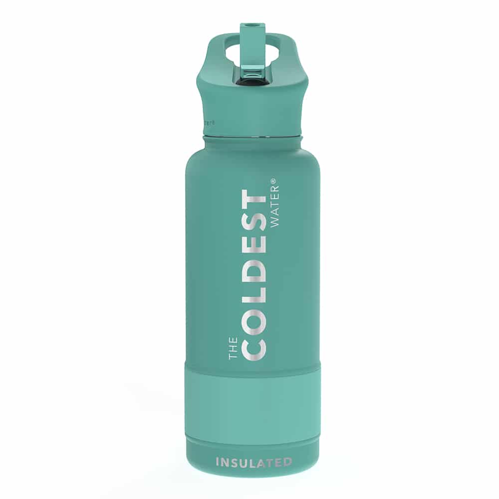 The Coldest 32 Oz Sports Thermal Bottle - Flip Top Straw Lid (Terraform Green)