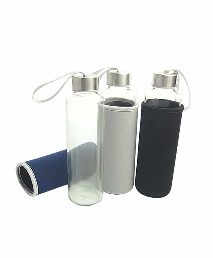 GLASS BOTTLE WITH NEOPRENE POUCH