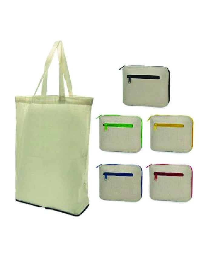 FOLDABLE COTTON BAG WITH ZIP