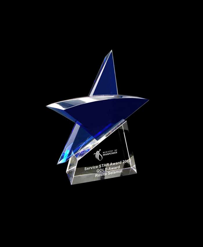 BLUE STAR CRYSTAL AWARD TROPHY