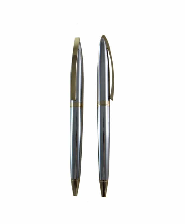 CLASSIC CHROME METAL BALL PEN WITH GOLD CLIP