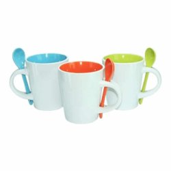 DUAL COLOR CERAMIC MUG WITH SPOON