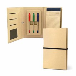 ECO-FRIENDLY NOTEPAD WITH 3 COLORS BALL PEN