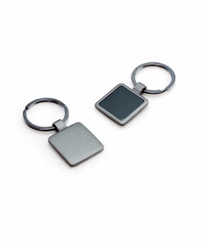 GUN METAL KEYCHAIN IN SQUARE SHAPE