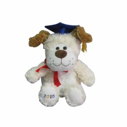 CUTE PLUSH LONG FUR GRADUATION DOG