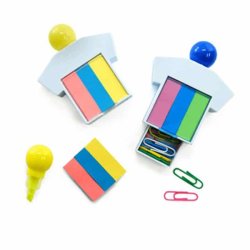 HIGHLIGHTER WITH POST IT PAD AND PAPER CLIPS