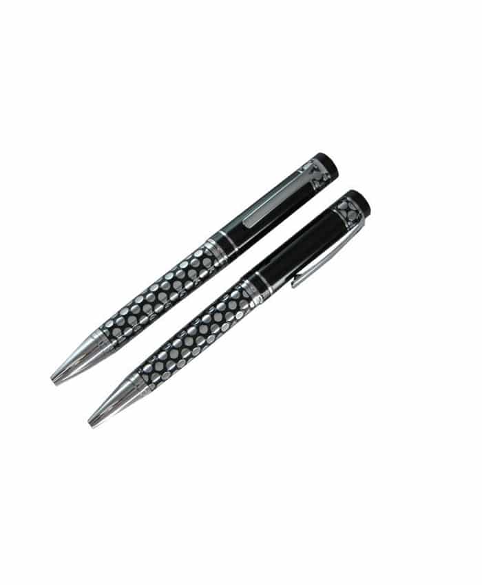 SILVER POLKA DOTS METAL BALL PEN