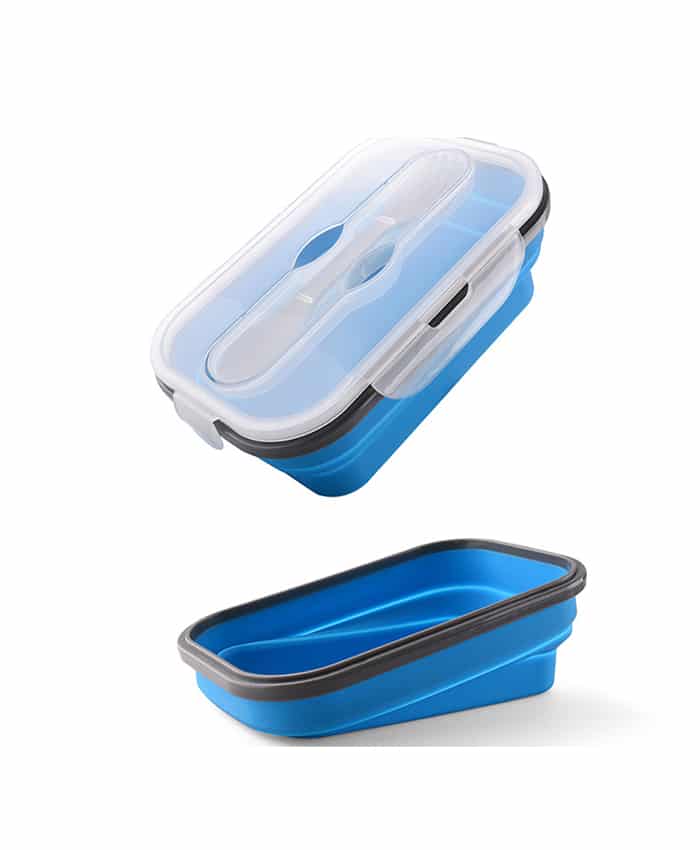 Collapsible Silicon Lunch Box With Utensil Set 900ml