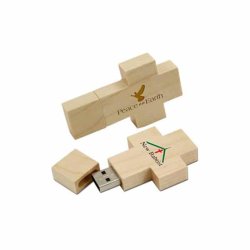 WOODEN CHRISTIAN CROSS FLASH-DRIVE