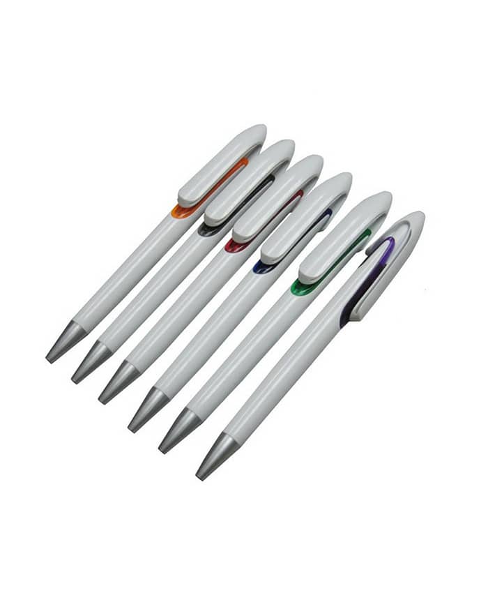 WHITE BARREL PLASTIC BALL PEN