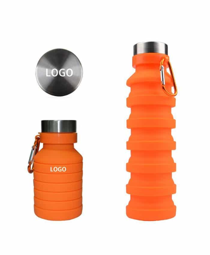 COLLAPSIBLE SILICONE WATER BOTTLE WITH CARABINER