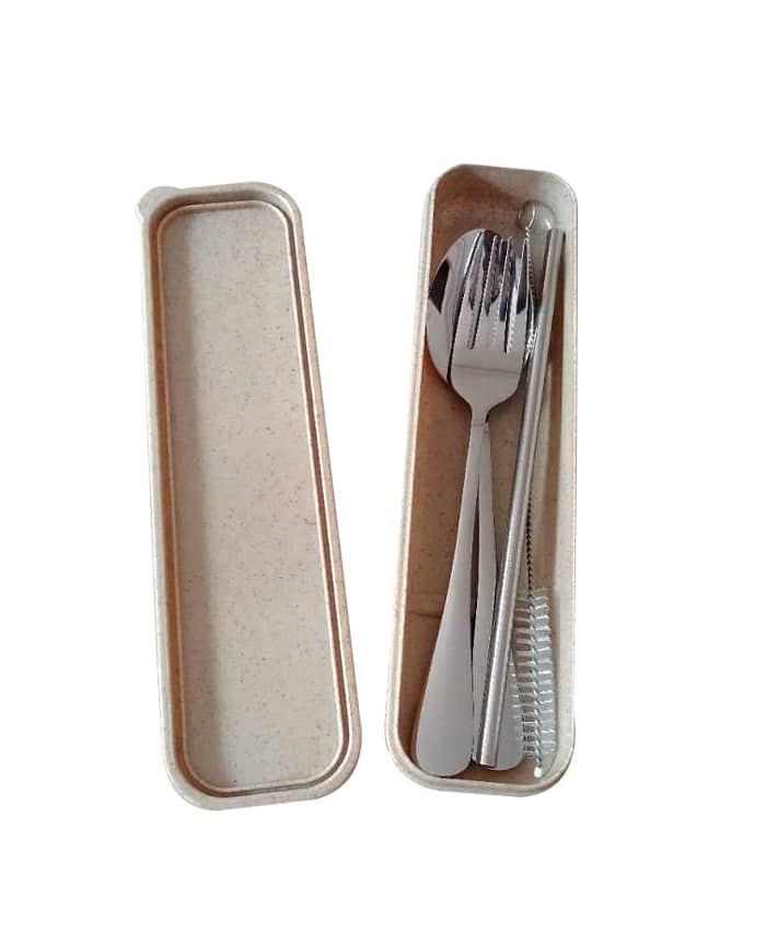 UTENSIL SET AND STRAW SET WITH WHEAT BOX