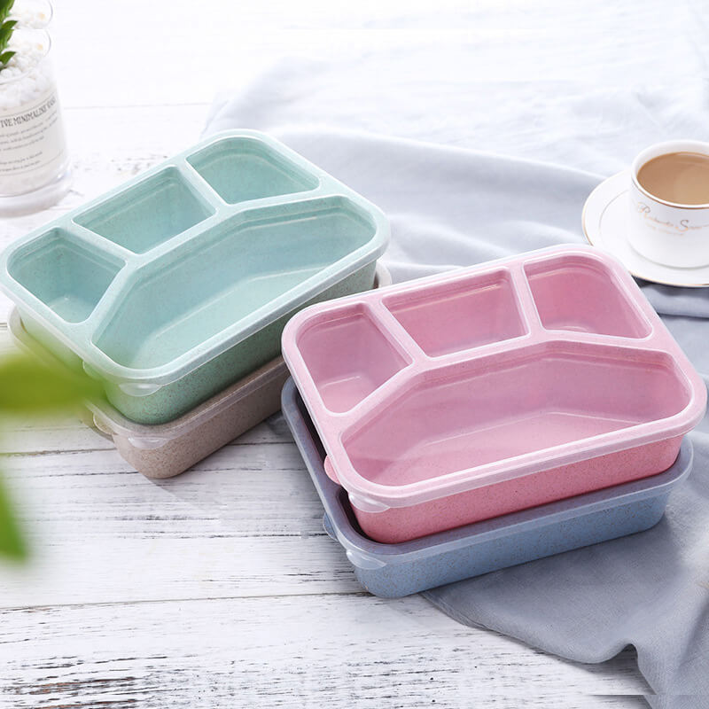 4 compartments Wheat Fibre Bento Box