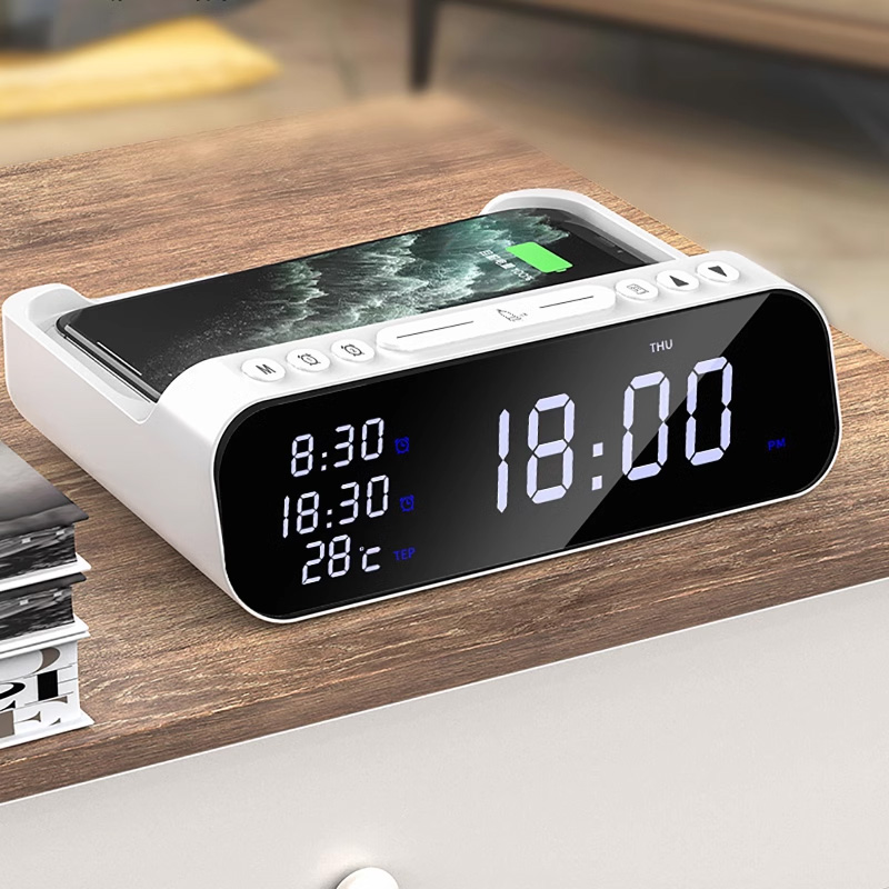 Wireless Charger Alarm Clock Bluetooth Speaker